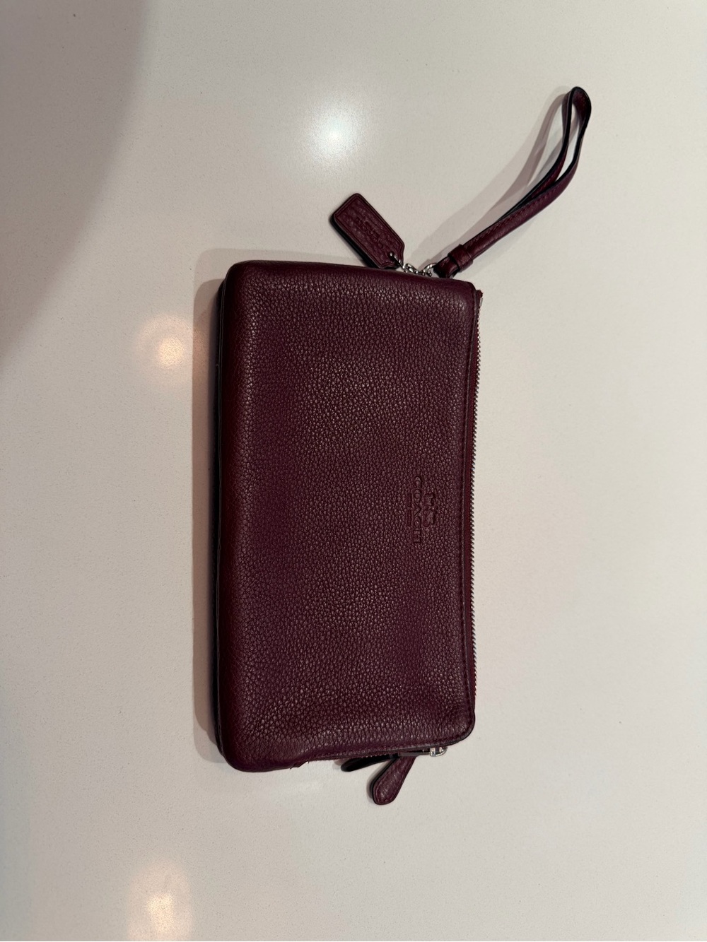 Coach Women’s Deep Burgundy Pebbled Leather Wallet